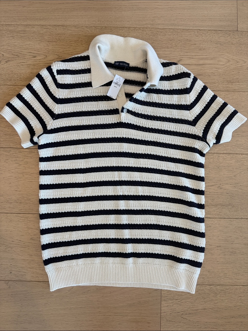 NWT GAP Short-Sleeve Striped Polo - White & Navy MEN’S XS